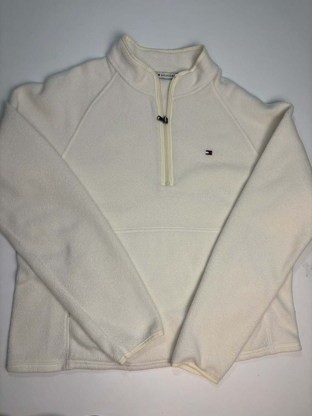 Tommy Hilfiger Quarter Zip Fleece Pullover Size XL Off White